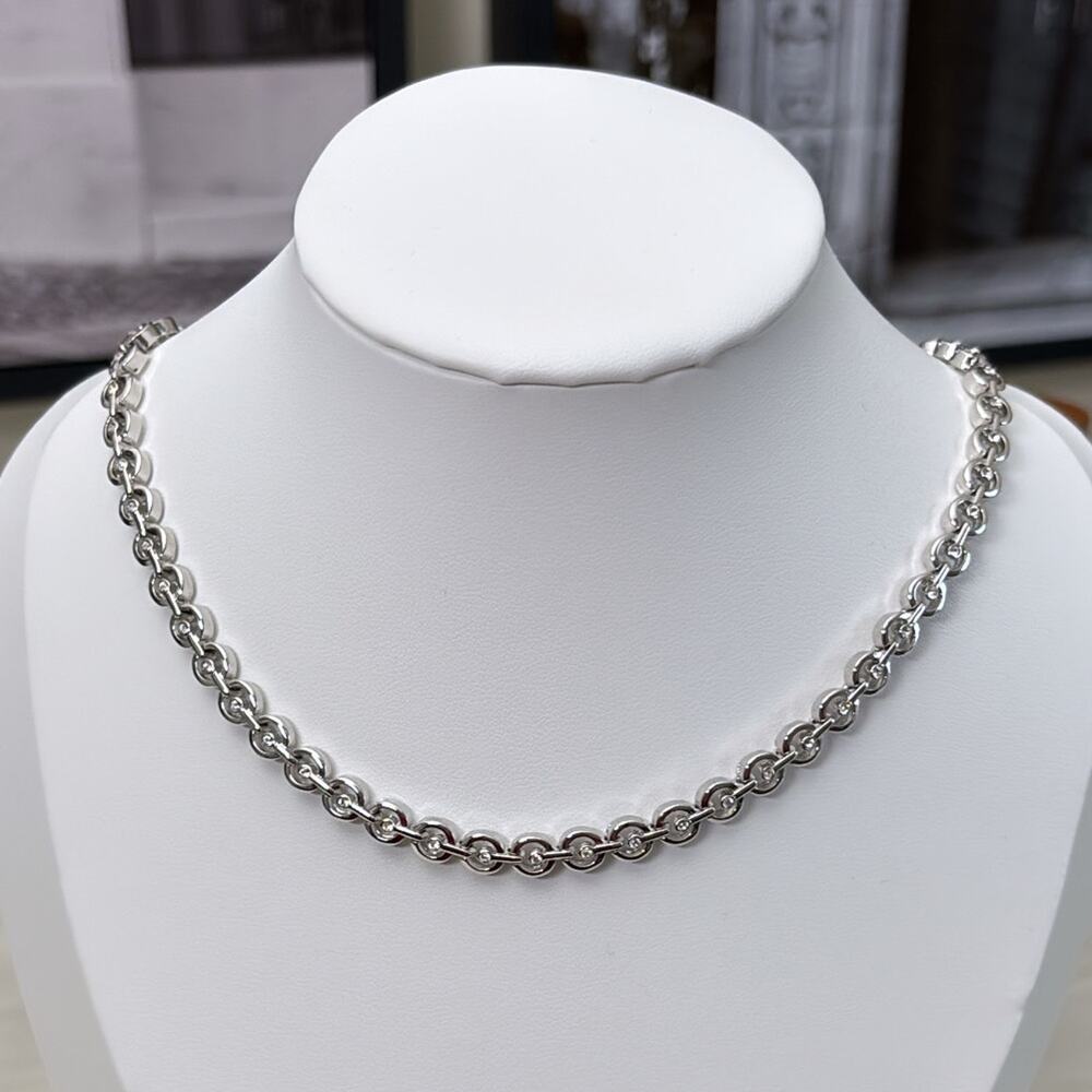 Nina Ricci Rhodium Plated Necklace with Swarovski Crystals 16-17" Length